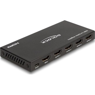 Delock HDMI elosztó 1 x HDMI megoszlik 4 x HDMI-vé, 4K 60 Hz kimenettel és downscalerrel