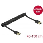 Delock Coiled HDMI 2.0 -> HDMI 2.0 M/M video kábel 1.5m fekete