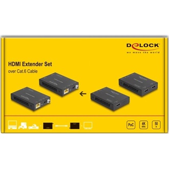 Delock HDMI 2.0 -> RJ45 CAT6 UTP F/F extender fekete 50m