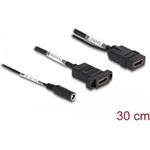 Delock HDMI 2.0 5V DC -> HDMI 2.0 F/F video kábel 0.3m fekete Panel mount