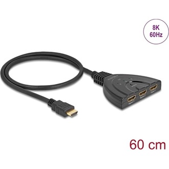 Delock 4K 60Hz 3-portos HDMI switch fekete