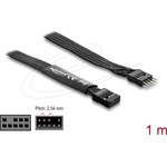 Delock HD Audio lapos kábel, alaplapi hosszabbító kábel, 9 tűs tűsoros csatlakozó-9 tűs csatlakozóaljzat, 1 m, fekete