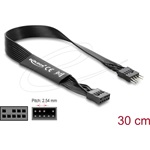 Delock HD Audio lapos kábel, alaplapi hosszabbító kábel, 9 tűs tűsoros csatlakozó-9 tűs csatlakozóaljzat, 30 cm, fekete