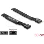 Delock HD Audio lapos kábel, alaplapi hosszabbító kábel, 9 tűs tűsoros csatlakozó-9 tűs csatlakozóaljzat, 50 cm, fekete