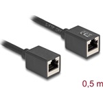 Delock Hálózat bővítő kábel RJ45 anya - RJ45 anya Cat.6A S/FTP 0,5 m fekete