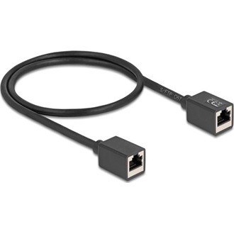 Delock Hálózat bővítő kábel RJ45 anya - RJ45 anya Cat.6A S/FTP 0,5 m fekete
