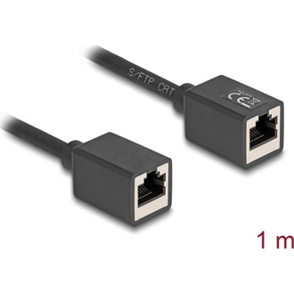 Delock Hálózat bővítő kábel RJ45 anya - RJ45 anya Cat.6A S/FTP 1 m fekete