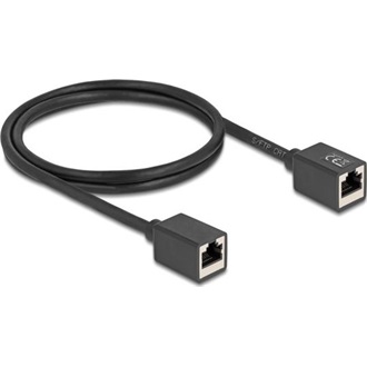 Delock Hálózat bővítő kábel RJ45 anya - RJ45 anya Cat.6A S/FTP 1 m fekete