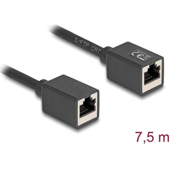 Delock Hálózat bővítő kábel RJ45 anya - RJ45 anya Cat.6A S/FTP 7,5 m fekete