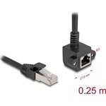 Delock Hálózat bővítő kábel RJ45 apa - RJ45 anya 90 -ban hajlított, Cat.6 F/UTP, 0,25 m, fekete
