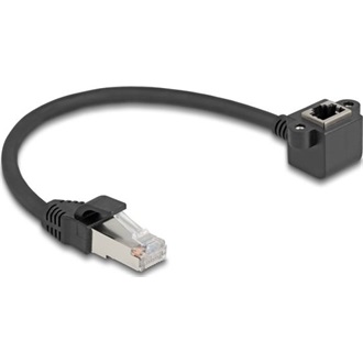 Delock Hálózat bővítő kábel RJ45 apa - RJ45 anya 90 -ban hajlított, Cat.6 F/UTP, 0,25 m, fekete