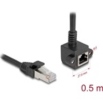 Delock Hálózat bővítő kábel RJ45 apa - RJ45 anya 90 -ban hajlított, Cat.6 F/UTP, 0,5 m, fekete