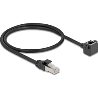 Delock Hálózat bővítő kábel RJ45 apa - RJ45 anya 90 -ban hajlított, Cat.6 F/UTP, 0,5 m, fekete