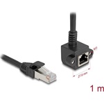 Delock Hálózat bővítő kábel RJ45 apa - RJ45 anya 90 -ban hajlított, Cat.6 F/UTP, 1 m, fekete