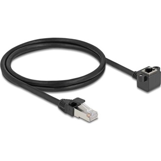 Delock Hálózat bővítő kábel RJ45 apa - RJ45 anya 90 -ban hajlított, Cat.6 F/UTP, 1 m, fekete