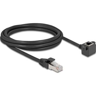 Delock Hálózat bővítő kábel RJ45 apa - RJ45 anya 90 -ban hajlított, Cat.6 F/UTP, 2 m, fekete