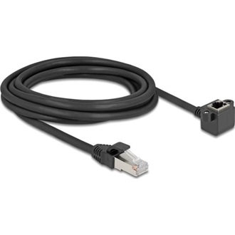 Delock Hálózat bővítő kábel RJ45 apa - RJ45 anya 90 -ban hajlított, Cat.6 F/UTP, 3 m, fekete