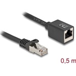 Delock Hálózat bővítő kábel RJ45 apa - RJ45 anya Cat.6A S/FTP 0,5 m fekete