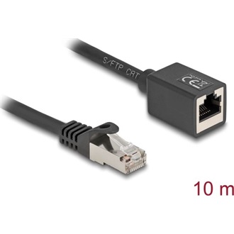 Delock Hálózat bővítő kábel RJ45 apa - RJ45 anya Cat.6A S/FTP 10 m fekete