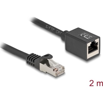 Delock Hálózat bővítő kábel RJ45 apa - RJ45 anya Cat.6A S/FTP 2 m fekete