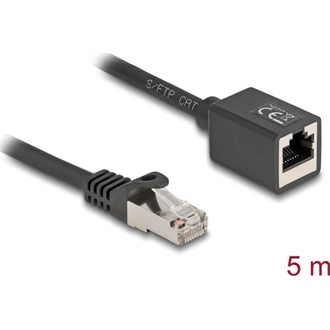 Delock Hálózat bővítő kábel RJ45 apa - RJ45 anya Cat.6A S/FTP 5 m fekete