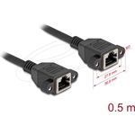 Delock Hálózat bővítő kábel S/FTP RJ45 anya - RJ45 anya Cat.6A, 0,5 m fekete