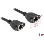 Delock Hálózat bővítő kábel S/FTP RJ45 anya - RJ45 anya Cat.6A, 1 m fekete