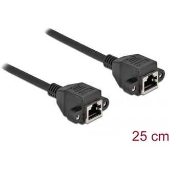 Delock RJ45 CAT6A S/FTP -> RJ45 CAT6A S/FTP F/F adatkábel hosszabbító 0.25m fekete