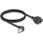 Delock RJ45 CAT6A S/FTP -> RJ45 CAT6A S/FTP M/F adatkábel 1m fekete 90°/beépíthetó egyenes