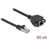 Delock RJ45 CAT6A S/FTP -> RJ45 CAT6A S/FTP M/F adatkábel hosszabbító 0.5m fekete