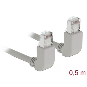 Delock RJ45 CAT6A S/FTP -> RJ45 CAT6A S/FTP M/M adatkábel 0.5m szürke 90° fel/fel