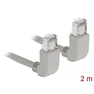 Delock RJ45 CAT6A S/FTP -> RJ45 CAT6A S/FTP M/M adatkábel 2m szürke 90° fel/fel