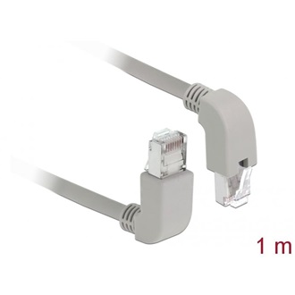 Delock RJ45 CAT6A S/FTP -> RJ45 CAT6A S/FTP M/M adatkábel 1m szürke 90° fel/le