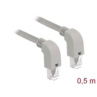 Delock RJ45 CAT6A S/FTP -> RJ45 CAT6A S/FTP M/M adatkábel 0.5m szürke 90° le/le