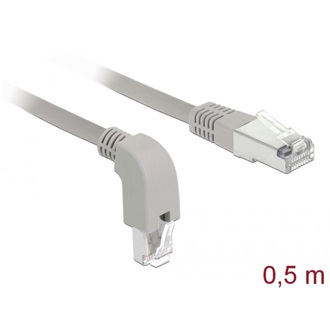 Delock RJ45 CAT6 S/FTP -> RJ45 CAT6 S/FTP M/M adatkábel 0.5m szürke 90° egyenes/le