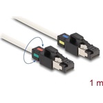 Delock RJ45 CAT6A S/FTP -> RJ45 CAT6A S/FTP M/M adatkábel 1m fehér változtatható színjelöléssel
