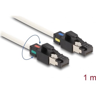 Delock RJ45 CAT6A S/FTP -> RJ45 CAT6A S/FTP M/M adatkábel 1m fehér változtatható színjelöléssel