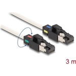 Delock RJ45 CAT6A S/FTP -> RJ45 CAT6A S/FTP M/M adatkábel 3m fehér változtatható színjelöléssel