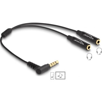 Delock Hangmegosztó sztereo jack apa 3,5 mm - 2 x sztereo jack anya 3,5 mm 4-tűs hajlított