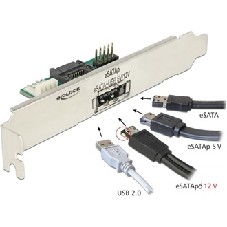 Delock SATA3 USB Pinheader -> eSATApd M/F hátlapi kivezetés 5 V/12 V