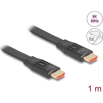 Delock HDMI 2.1 -> HDMI 2.1 M/M video kábel 1m fekete Flat