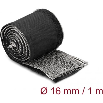 Delock Hőellenálló EMI Shielding fonott borítás tépőzáras rögzítővel, 1 m x 16 mm méretű, fekete