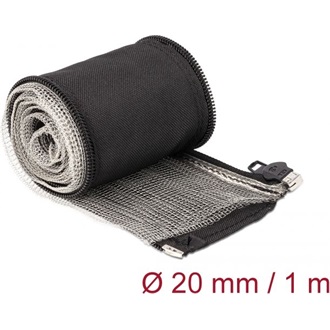 Delock Hőellenálló EMI Shielding fonott borítás zipzárral, 1 m x 20 mm méretű, fekete