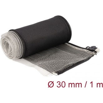 Delock Hőellenálló EMI Shielding fonott borítás zipzárral, 1 m x 30 mm méretű, fekete