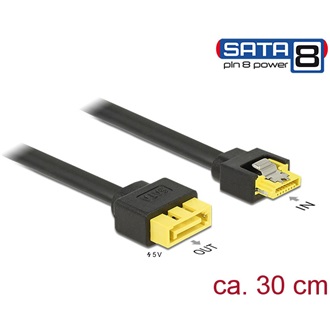 Delock SATA 8pin M/F adatkábel hosszabbító 0.3m fekete