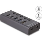 Delock Hub USB 5 Gbps 2 x A-típusú és 2 x USB Type-C  anya és 1 x gyorstöltő port + kapcsoló