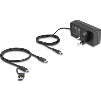 Delock Hub USB 5 Gbps 2 x A-típusú és 2 x USB Type-C  anya és 1 x gyorstöltő port + kapcsoló
