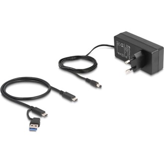Delock Hub USB 5 Gbps 2 x A-típusú és 2 x USB Type-C  anya és 1 x gyorstöltő port + kapcsoló