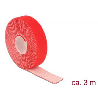 Delock Hurkolható rögzítők, 3 m x 20 mm (H x Sz) tekercs, piros