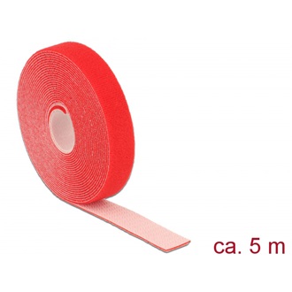 Delock Hurkolható rögzítők, 5 m x 20 mm (H x Sz) tekercs, piros